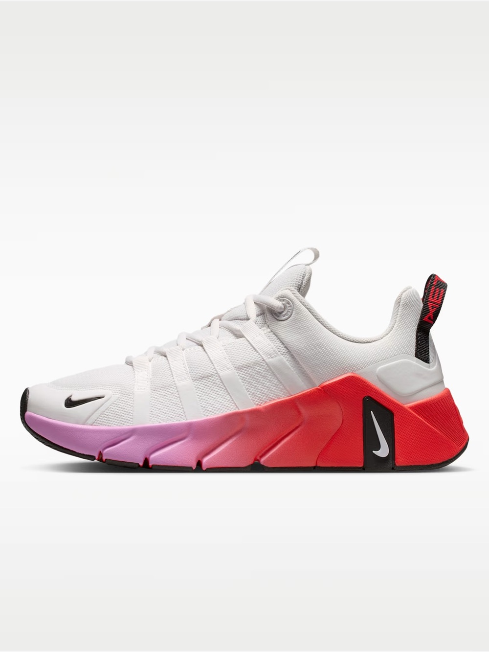Nike Kids White Sneakers with Pink-to-Red Gradient Sole